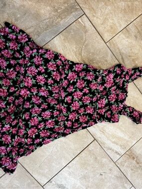 Floral Mini Dress with Pink Bloom Print